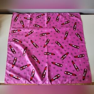 Sourpuss Rosie Hair Scarf In Pink Lipstick Print, VGUC